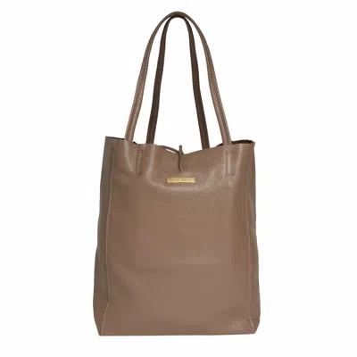 Betsy & Floss Women's Brown Soft Leather Tote Bag In Dark Taupe In Pattern