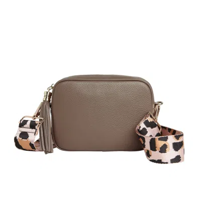 Betsy & Floss Women's Brown Verona Crossbody Dark Taupe Tassel Bag With Light Leopard Strap