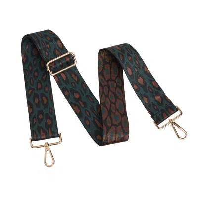 Betsy & Floss Women's Crossbody Strap - Teal And Brown Leopard Print Silver Hardware In Gold
