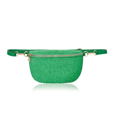 Betsy & Floss Women's Enna Raffia Crossbody And Waist Bag In Green