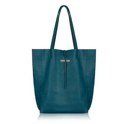 BETSY & FLOSS WOMEN'S GREEN MILAN SOFT LEATHER TOTE BAG IN TEAL SILVER HARDWARE