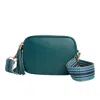 Betsy & Floss Women's Green Verona Crossbody Tassel Teal Bag With Blue Aztec Strap In Green