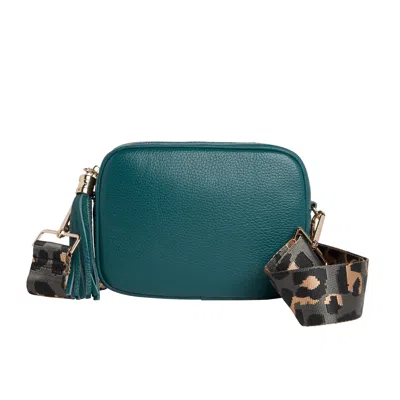 Betsy & Floss Women's Green Verona Crossbody Tassel Teal Bag With Dark Leopard Strap
