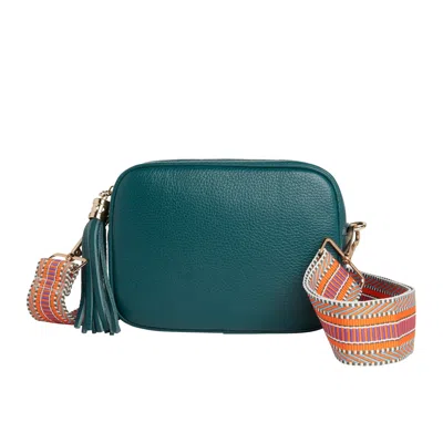 Betsy & Floss Women's Green Verona Crossbody Tassel Teal Bag With Orange Aztec Strap