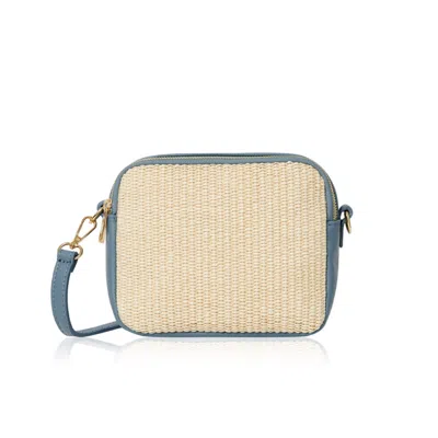 Betsy & Floss Women's Maya Raffia Straw And Leather Crossbody Bag In Denim Blue