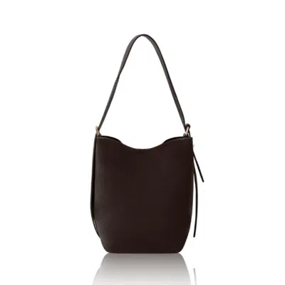 Betsy & Floss Women's Melfi Suede Bucket Tote Bag In Dark Chocolate Brown