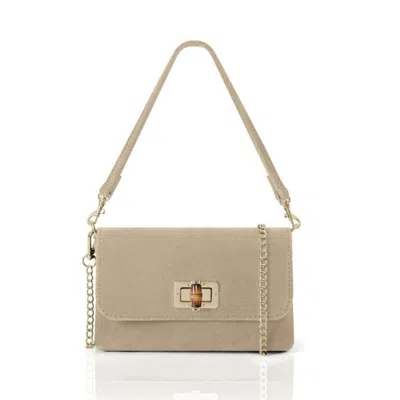 Betsy & Floss Women's Neutrals Cori Suede Handbag And Clutch Bag In Light Taupe In Multi