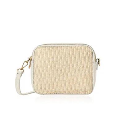 Betsy & Floss Women's Neutrals Maya Raffia Straw And Leather Crossbody Bag In Cream In Multi
