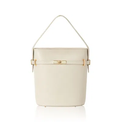 Betsy & Floss Women's Neutrals Sora Large Leather Bucket Bag In Cream In Multi