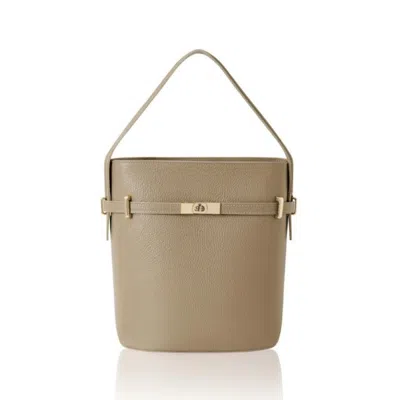 Betsy & Floss Women's Neutrals Sora Large Leather Bucket Bag In Light Taupe In Black