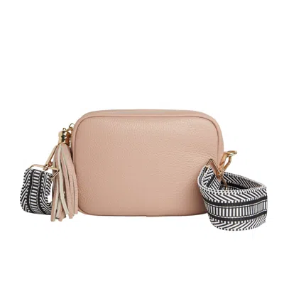 Betsy & Floss Women's Pink / Purple Verona Crossbody Tassel Blush Bag With Black & White Chevron Strap In Pink/purple