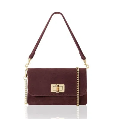 Betsy & Floss Women's Red Cori Suede Handbag & Clutch Bag In Burgundy