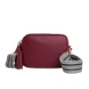 Betsy & Floss Women's Red Verona Crossbody Burgundy Tassel Bag With Black & White Chevron Strap In Red