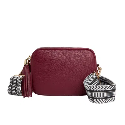 Betsy & Floss Women's Red Verona Crossbody Burgundy Tassel Bag With Black & White Chevron Strap