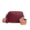 Betsy & Floss Women's Red Verona Crossbody Burgundy Tassel Bag With Orange Aztec Strap In Red
