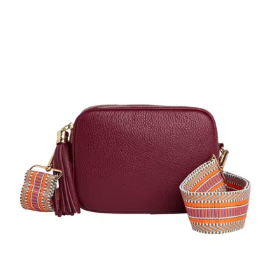 Betsy & Floss Women's Red Verona Crossbody Burgundy Tassel Bag With Orange Aztec Strap