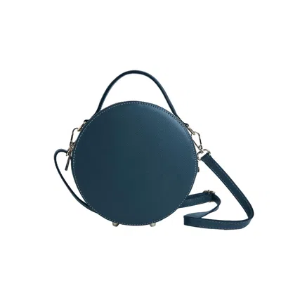 Betsy & Floss Women's Rome Round Circle Crossbody Bag In Navy Blue With Nautical Stripe Strap