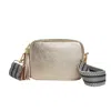 Betsy & Floss Women's Verona Crossbody Gold Tassel Bag With Black & White Chevron Strap In Gold