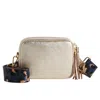 Betsy & Floss Women's Verona Crossbody Gold Tassel Bag With Dark Blue Leopard Strap In Gold