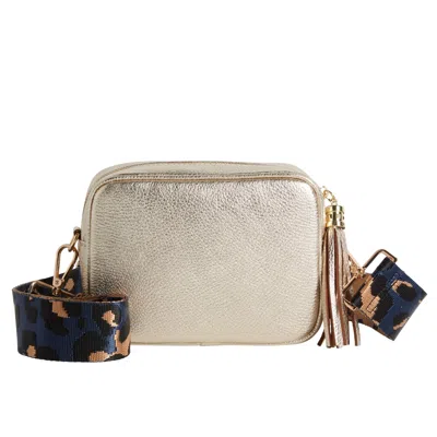 Betsy & Floss Women's Verona Crossbody Gold Tassel Bag With Dark Blue Leopard Strap