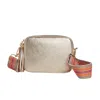 Betsy & Floss Women's Verona Crossbody Gold Tassel Bag With Orange Aztec Strap In Gold