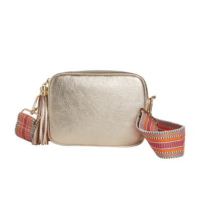 Betsy & Floss Women's Verona Crossbody Gold Tassel Bag With Orange Aztec Strap In Metallic