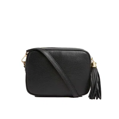 Betsy & Floss Women's Verona Crossbody Tassel Bag In Black With Green Stripe Strap