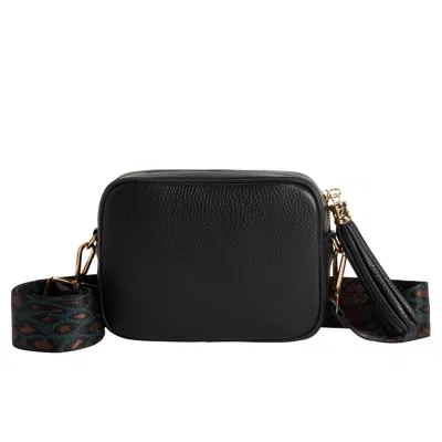 Betsy & Floss Women's Verona Crossbody Tassel Black Bag With Teal & Brown Leopard Strap