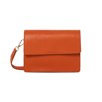 Betsy & Floss Women's Yellow / Orange Anzio Clutch Bag With Leather Strap In Burnt Orange In Yellow/orange