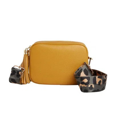 Betsy & Floss Women's Yellow / Orange Verona Crossbody Tassel Mustard Bag With Dark Leopard Strap In Yellow/orange