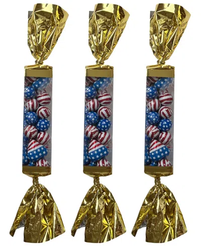 Betsy Ann Chocolates Fourth Of July American Popper Milk Chocolate Foil Stars, 3 Pack In Transparent