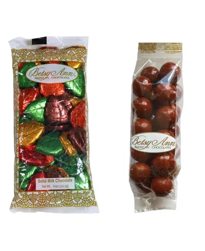 Betsy Ann Chocolates Harvest Milk Chocolate Foil Leaves Pumpkin Spice Malted Milk Balls, 2 Piece Set In No Color