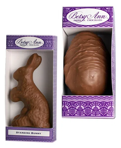 Betsy Ann Chocolates Milk Chocolate Peanut Butter Meltaway Egg And Standing Bunny Bundle, Set Of 2