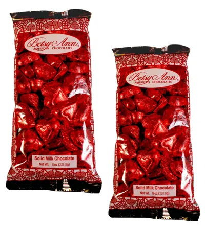 Betsy Ann Chocolates Milk Chocolate Red Foil Hearts, 2 Pack In No Color