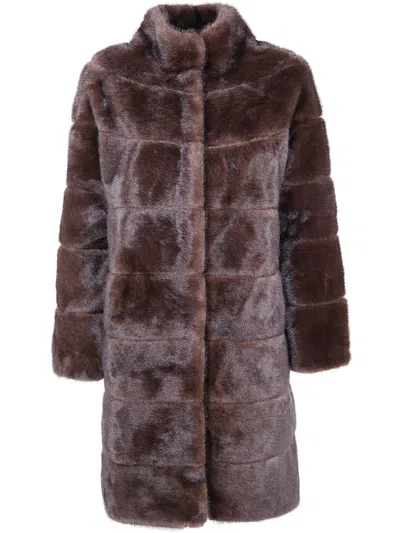 Betta Corradi "amink" Standard Long Jacket In Brown