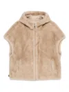 Betta Corradi Beige Hooded Coat With Plush Texture In Brown