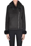 Betta Corradi Biker Style Eco-suede Jacket In Black