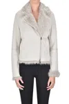 Betta Corradi Biker Style Eco-suede Jacket In Gray