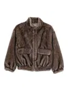 Betta Corradi Plush Faux Fur Cropped Jacket In Brown