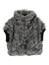 Betta Corradi Chevron Faux Fur Coat In Gray