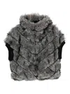 Betta Corradi Chevron Patterned Plush Faux Fur Coat In Gray