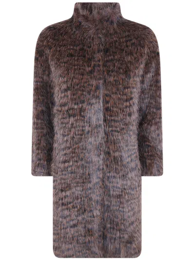 Betta Corradi Coat High Neck "leop" In Black