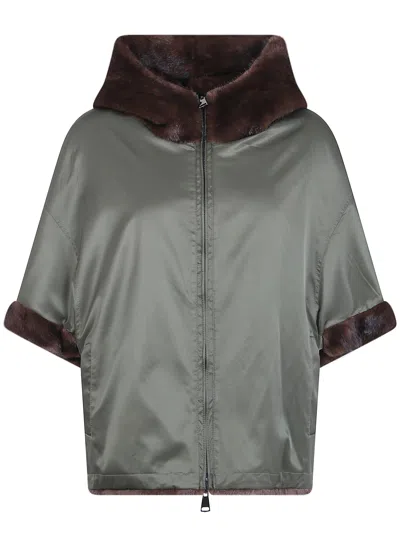 Betta Corradi Coat Hooded Zipped "dudu" In Green