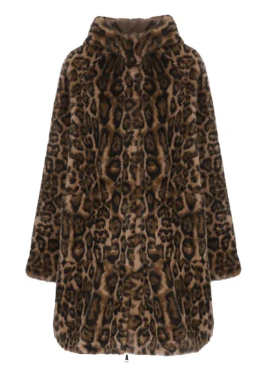 Betta Corradi Faux Fur Reversible Coat In Brown