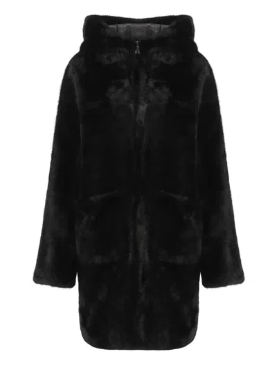 Betta Corradi Hooded Faux-fur Coat In Black