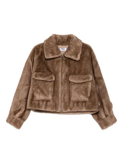 Betta Corradi Pocketed Faux-fur Jacket In Brown