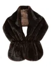 Betta Corradi Brown Faux Fur Coat With Gathered Waist In Brown