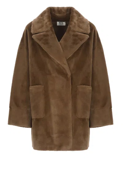 Betta Corradi Faux Fur Coat In Brown