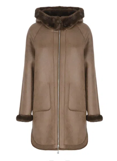 Betta Corradi Faux-fur Hooded Coat In Brown