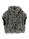 Betta Corradi Chevron Faux Fur Coat In Gray